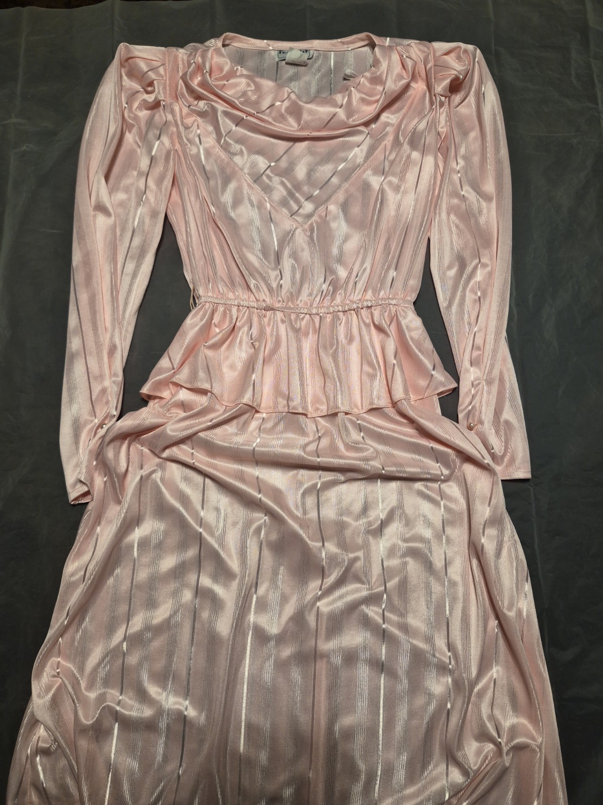 Vintage Pea Patch Women’s Peplum Size 5 Dress Pink Shimmery Stripe Preowned