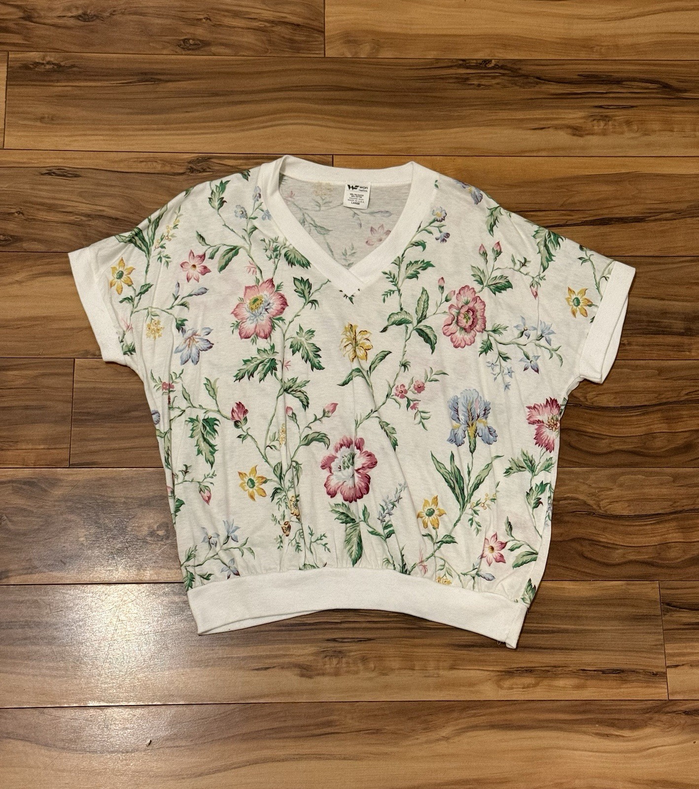 Vintage 80s 90s Floral Shirt Polycotton L