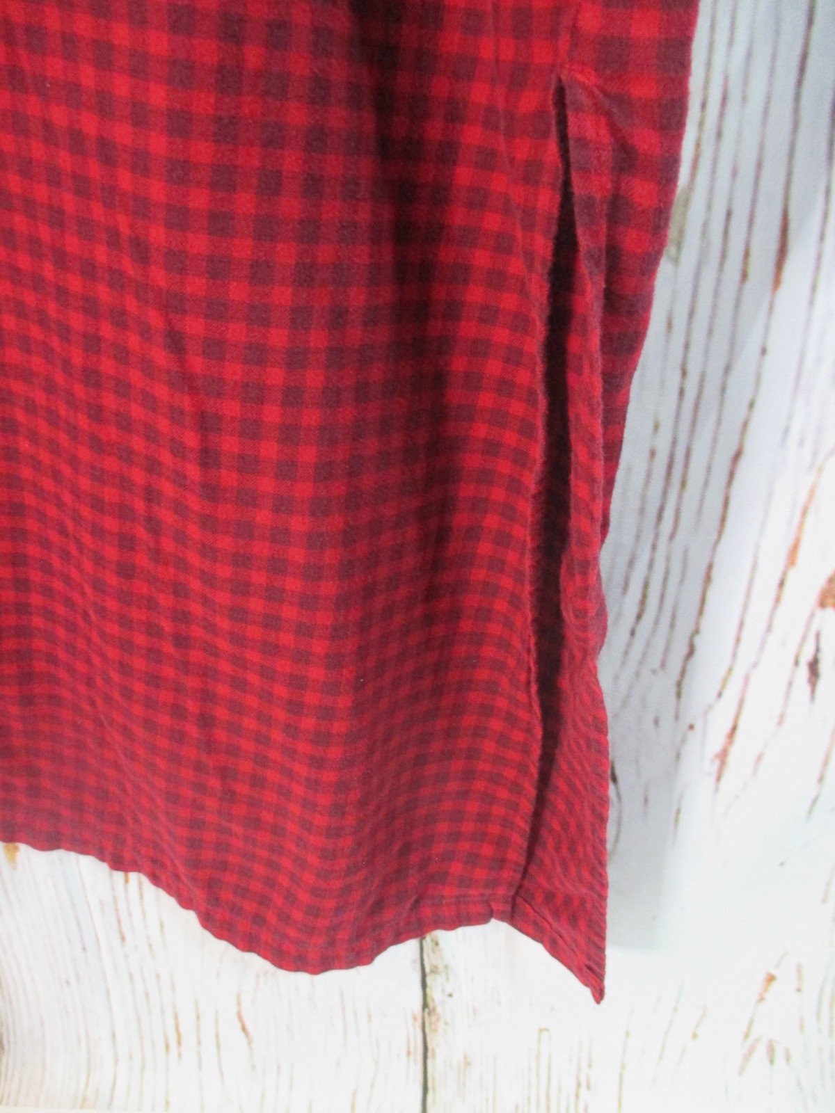 VTG Eddie Bauer XXL T 2X Tall Flannel Nightgown Red Plaid Cotton Granny Cozy
