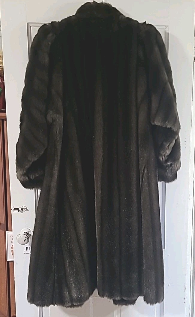 VTG Hillmoor NY Tissavel France Faux Fur Long Coat Dark Brown Jacket Womens L/XL