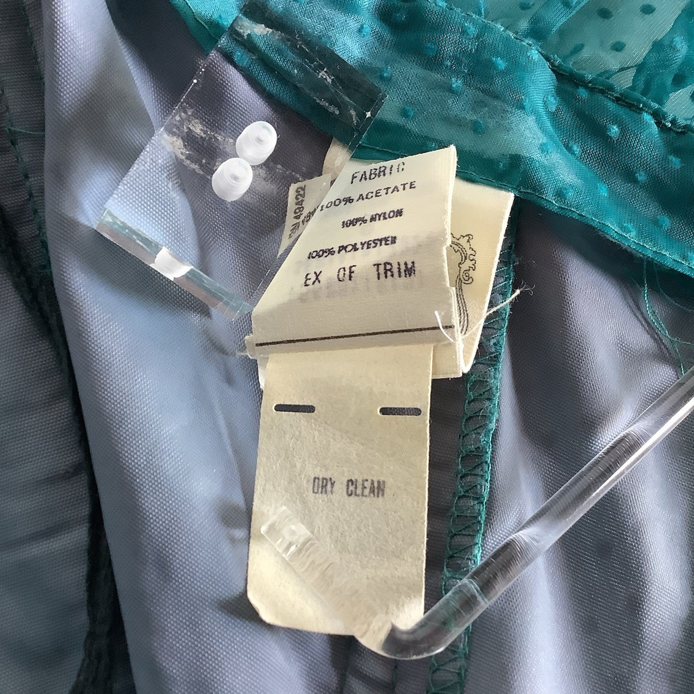 Vtg 1980s Gunne Sax Teal Swiss Dot Strapless Tea Length Semi-Formal Dress