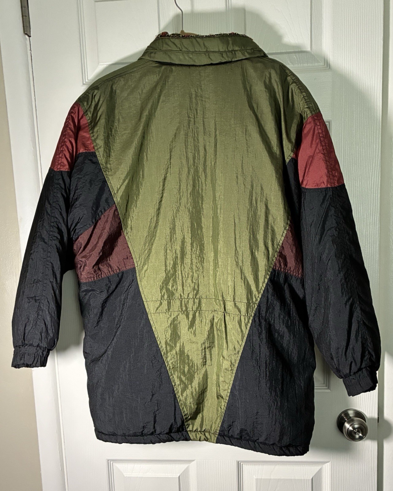Women’s Jacket -Flurries 80s 90s Geometric Color Block- Nylon- Medium – Vintage
