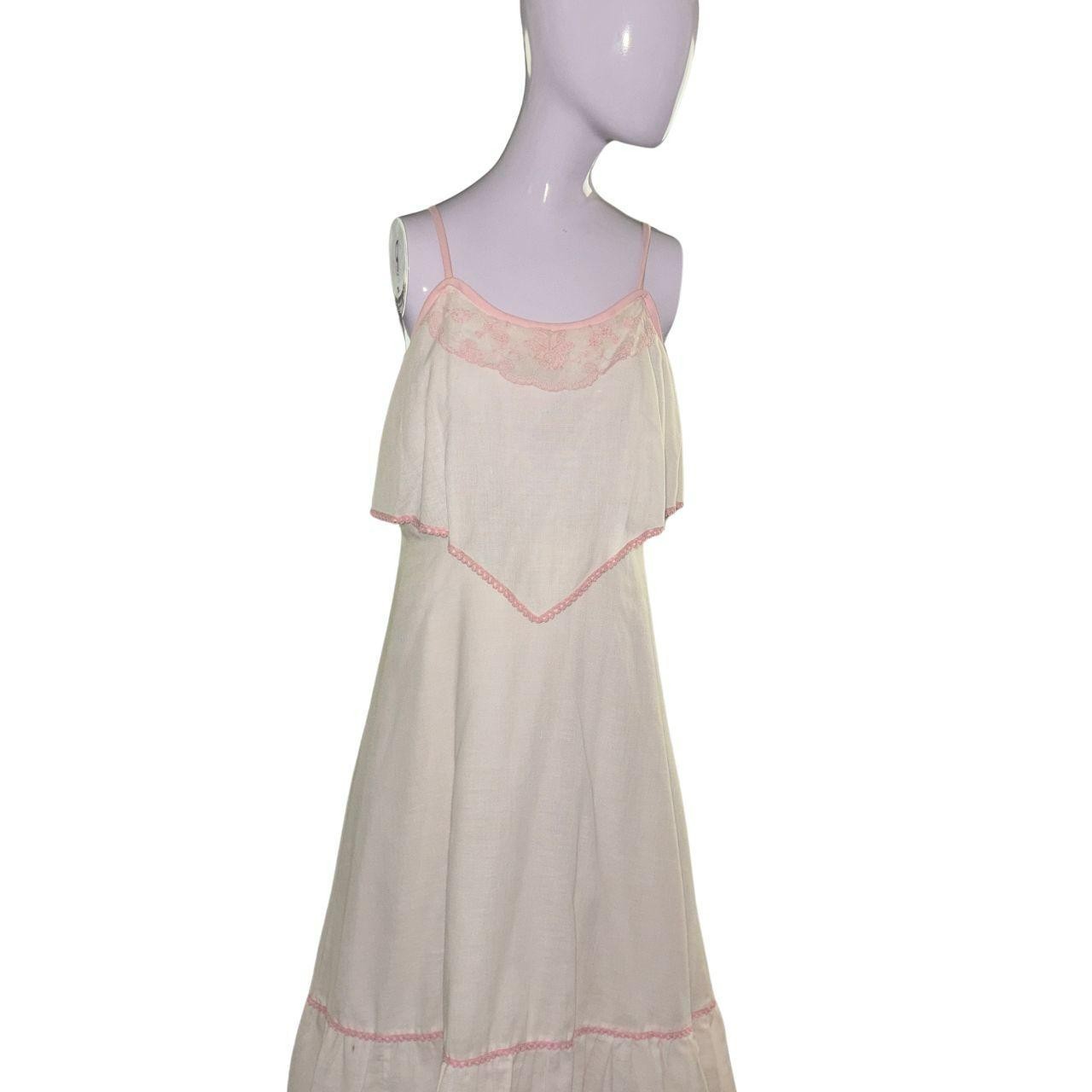 Vintage Jerell of Texas Pink and Cream Cotton Two Tier Midi Dress