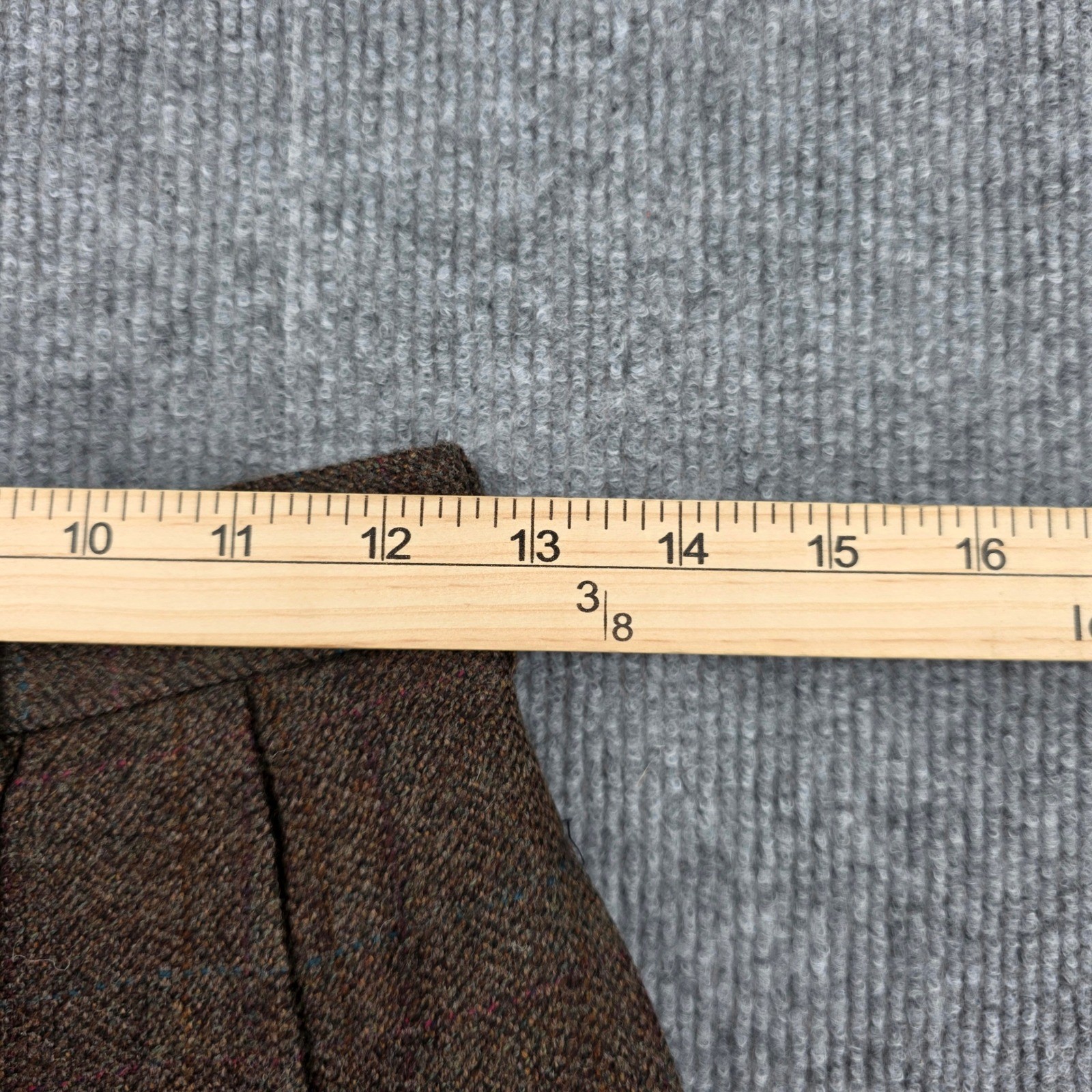 Ralph Lauren Vintage Brown Wool Tweed Pleated Wide Leg Trousers USA Made Size 8