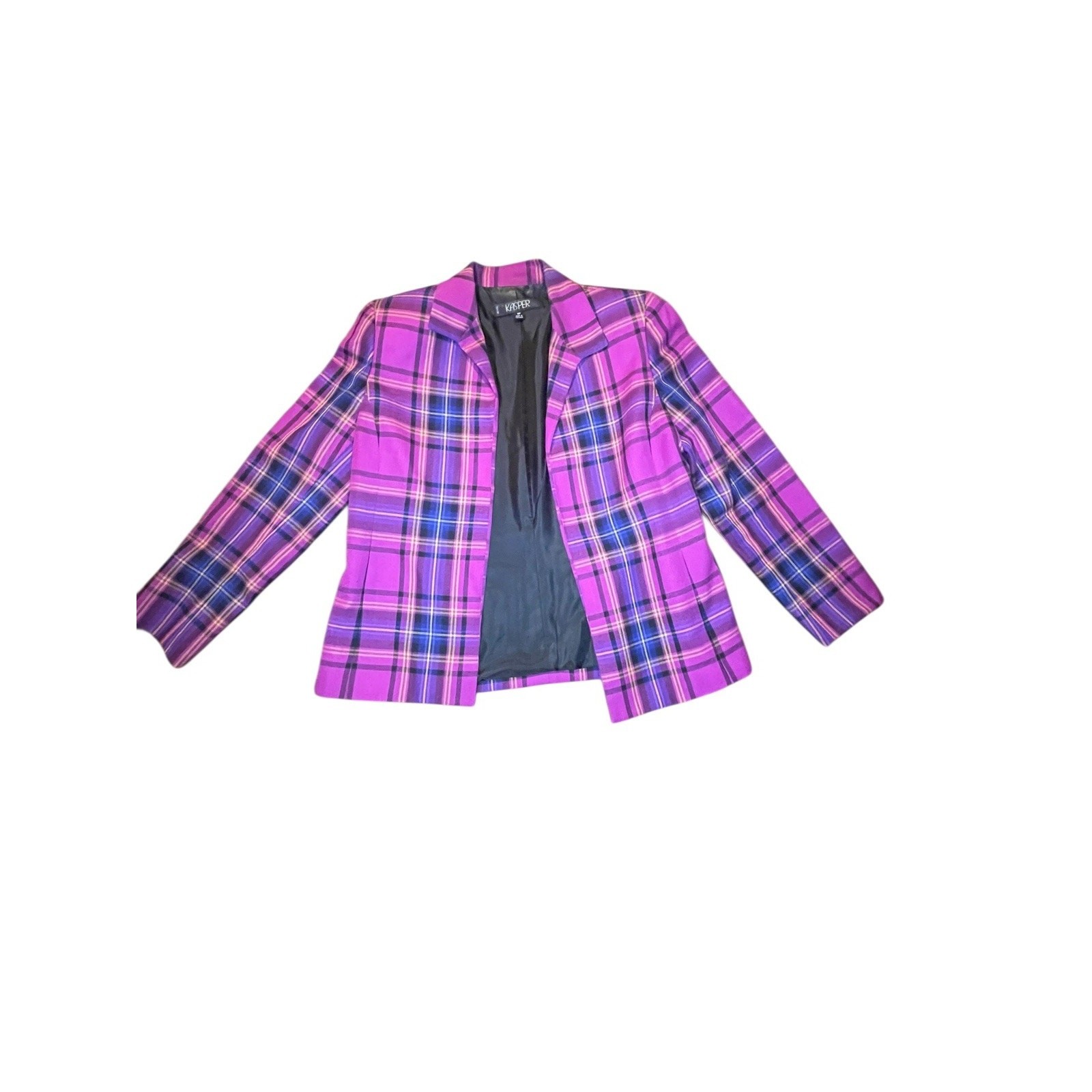 Kasper Pink Plaid Women’s Blazer 8P Library Academia Office Preppy Vintage