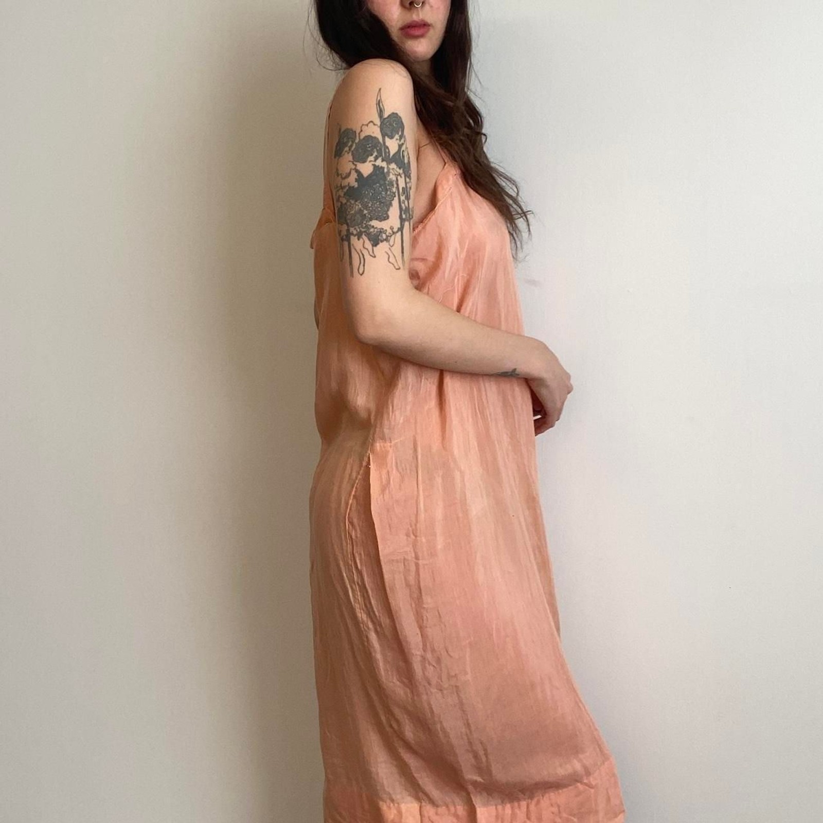 1910s/1920s cotton peach slip dress (20in ptp)
