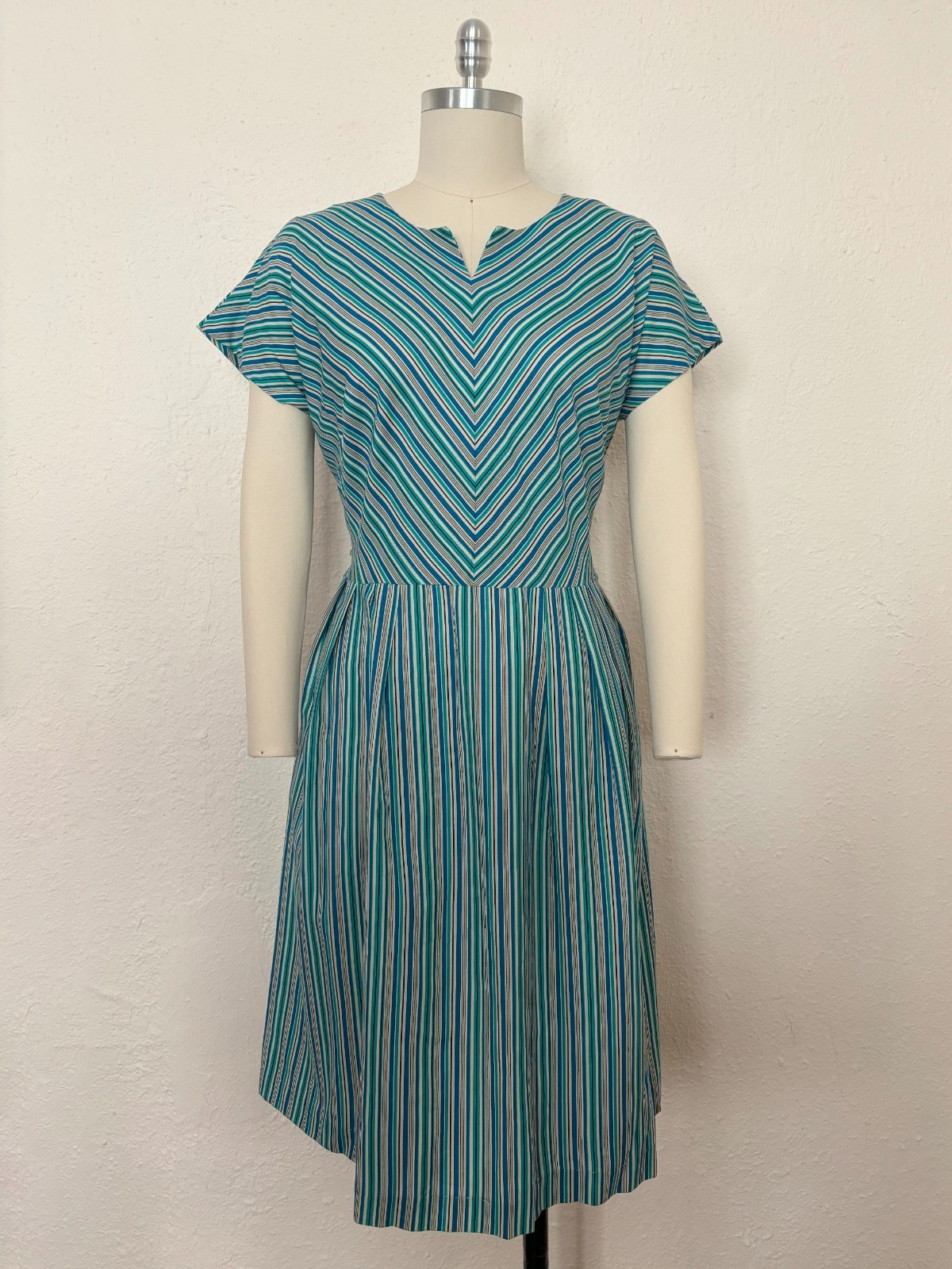 VOLUP 1960s Bias Stripe Dress by Merrilee Modes, Large to Extra Large