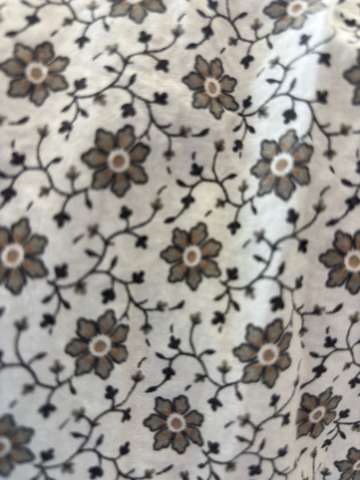 Vintage Brown Calico Floral Maxi Skirt Vintage Ribbon Trim Prairie Cottagecore