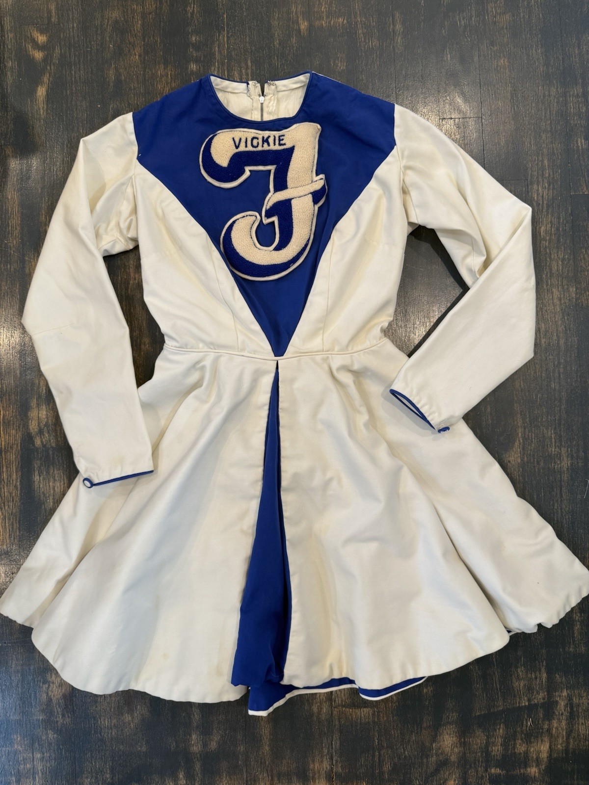 Vintage 1950-60s Cheerleading Uniform Outfit Heavy High Quality Blue & White