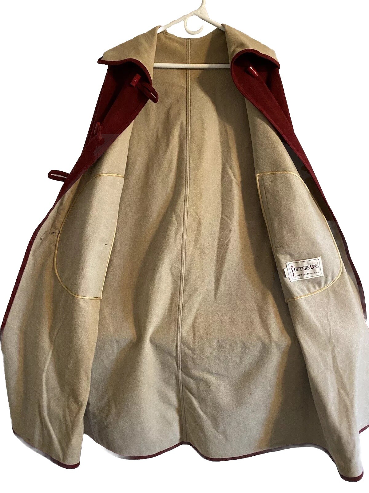 Vintage Rare Burgundy Cape Style Overcoat Outerbanks By Judy Scates For Jerold