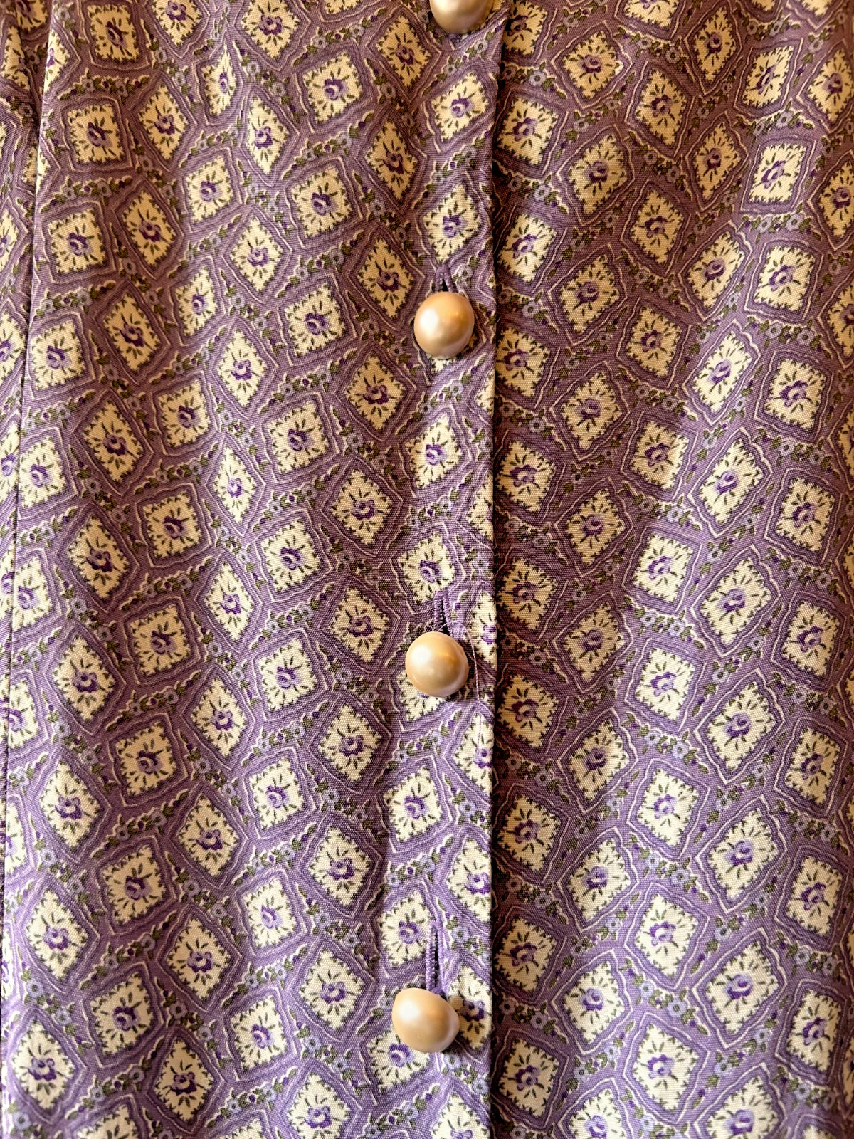 Vtg 90s Caroline Wells Wo’s 12 Midi Purple Floral Dress Button Front Cottagecore