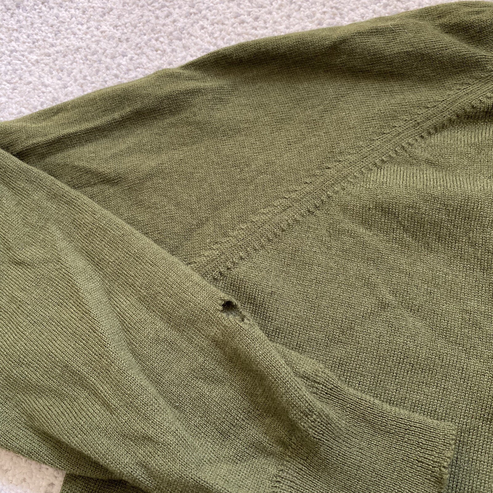 Vintage 60s Green Sweater Long Sleeve Size 38 Zip Neck
