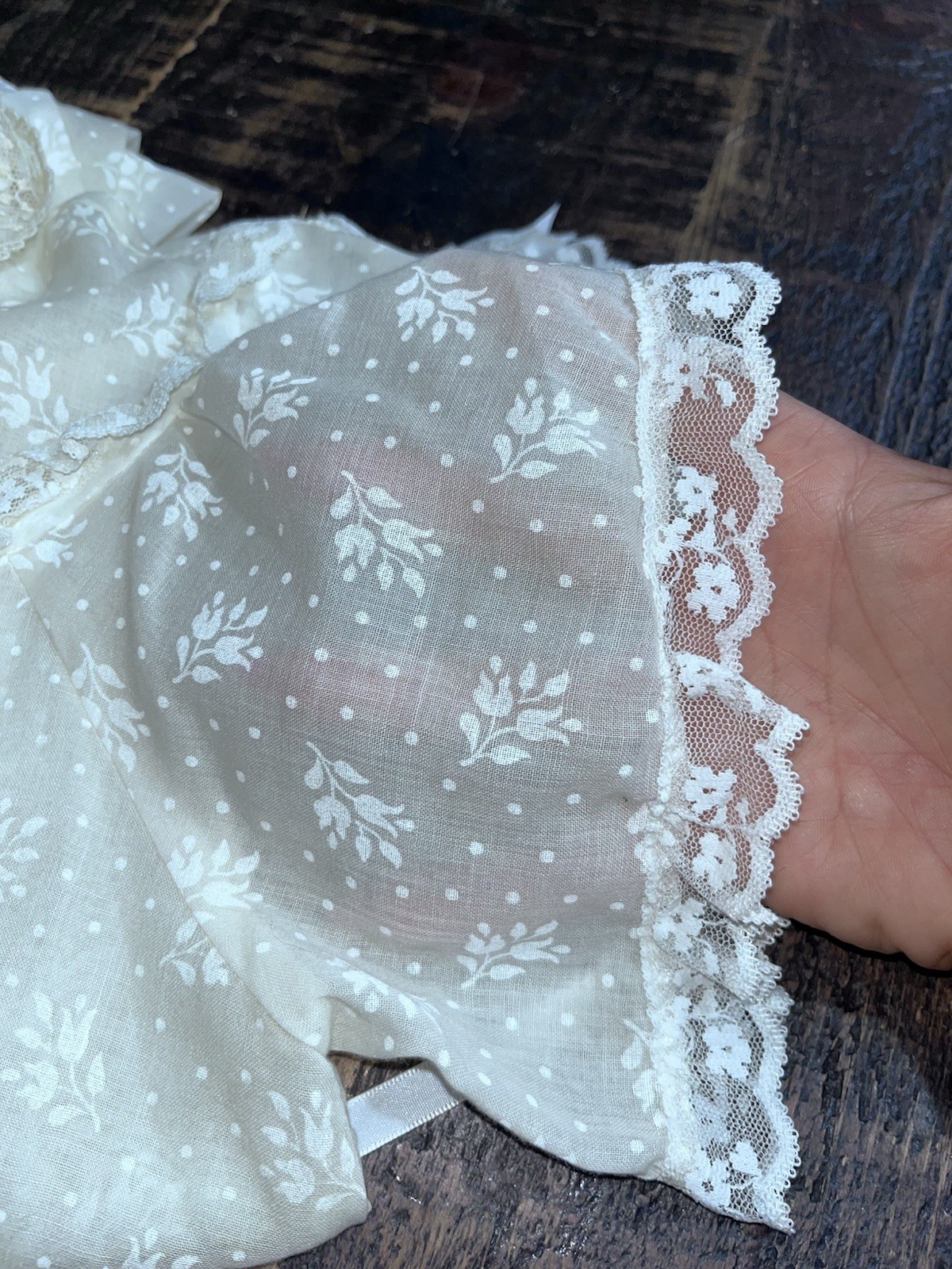 Vintage Gunne Sax by Jessica McClintock Floral Lace Sleeve Pearl Dress Size 9