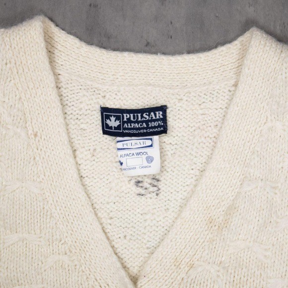 Vintage VTG 1980’s 80’s Pusur Leave Alpaca Wool Cream Sweater Vest