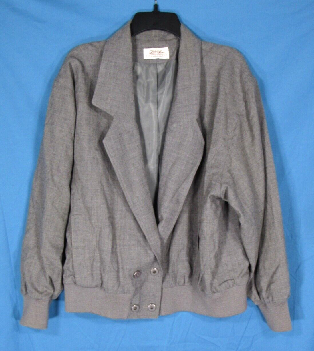 VTG LILLI ANN Heather Gray WOOL JACKET Banded Hem DRESSY BOMBER STYLE XL/1X/18