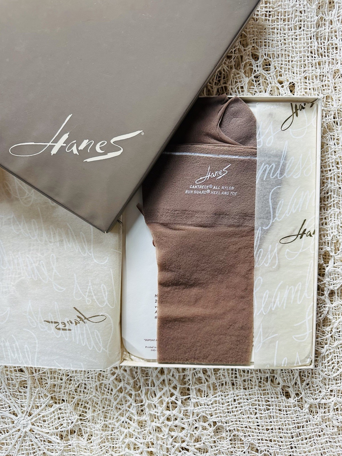 Vintage Hanes Cantrece II Nylon Stockings 2 Pairs Driftwood Medium 10-10.5-11