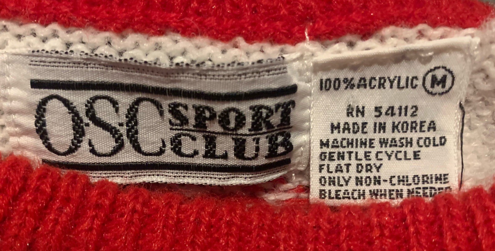 Women’s Vintage Red & White O•S•C Sport Club Holiday Sweater
