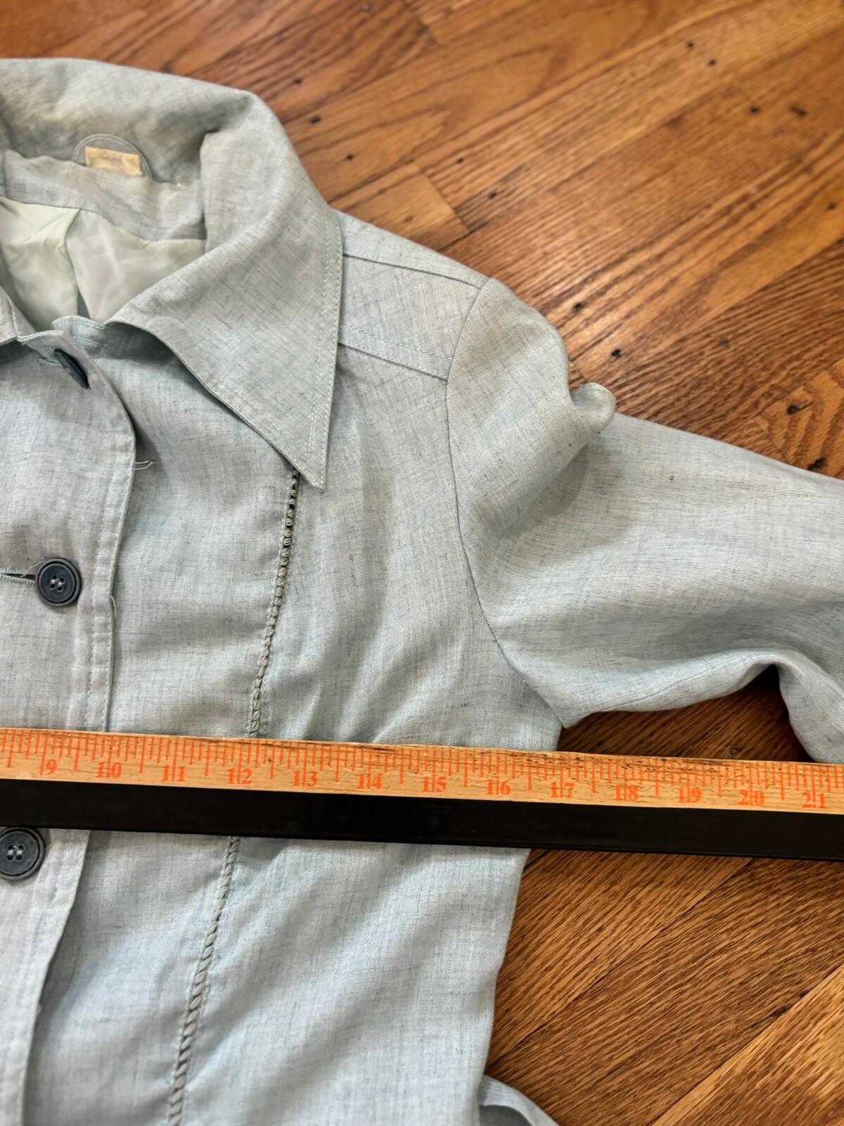 1960s Women’s Made JAPAN Light Blue Jacket,wide Collar.belt,small
