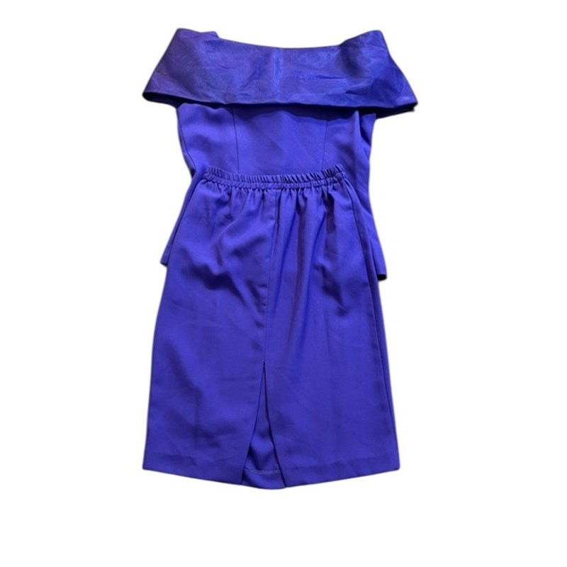 VTG Michael Marcella Skirt Suit Women 4 Purple 2pc Bow Rhinestone 80s Prom Glam