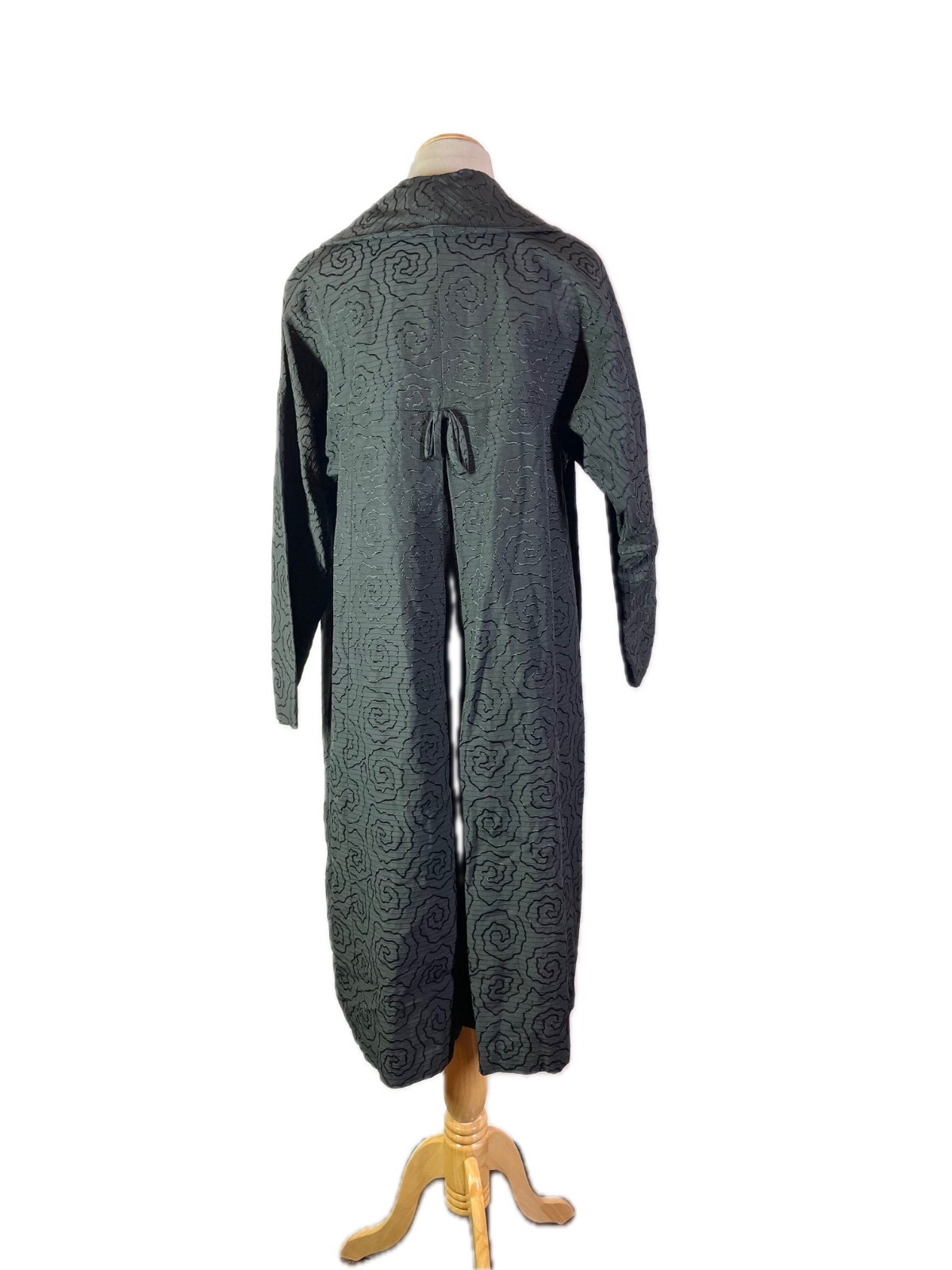 Vintage 40s Cee-Dee Trademark Open-Front Swing Coat Long Black Pockets *Flaws
