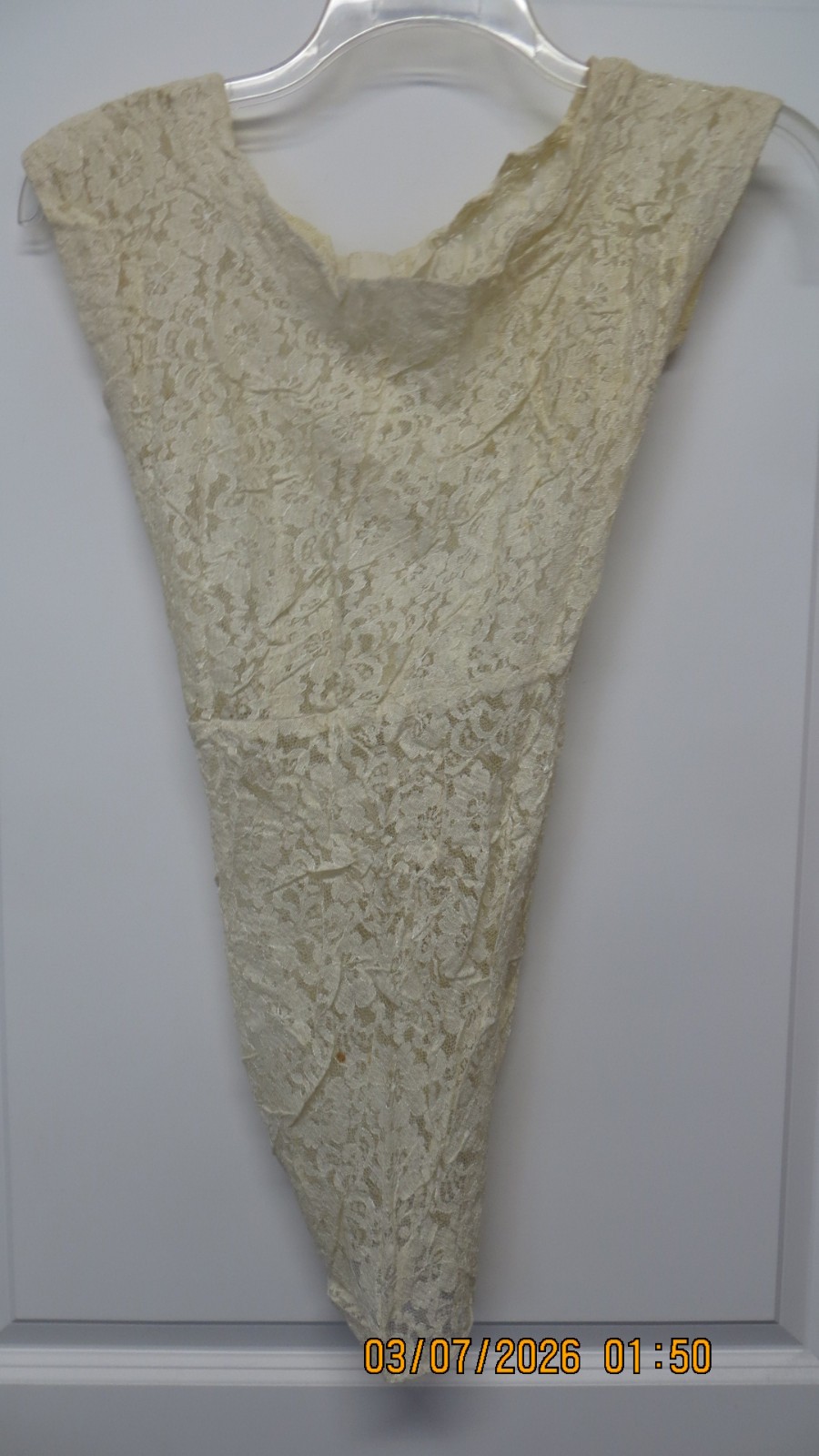 Vintage Off-White Handmade Lacy Young Ladies Top/Blouse – Size Unknown