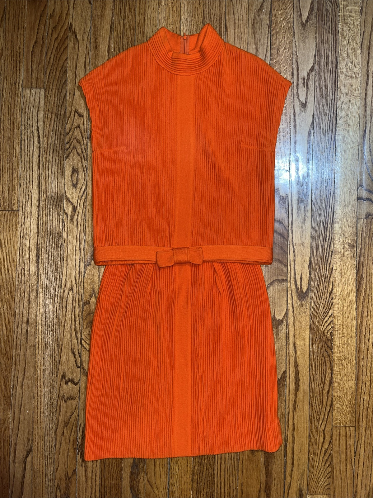VTG 1960s Made In Italy Pure Wool 2pc Skirt & S/S Top Orange Mad Men Halloween