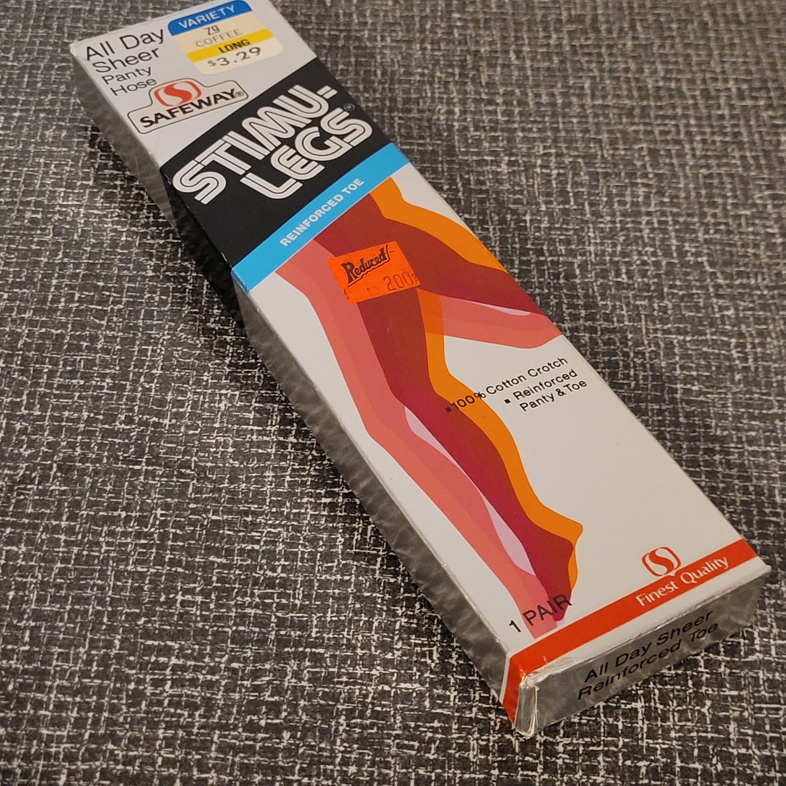 NOS Vintage 1980s Safeway STIMU-LEGS Sheer Pantyhose Coffee Long Reinforced Toe