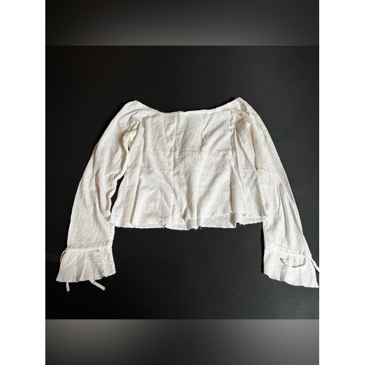 Bill Blass Jeans White Boho Peasant Crop Top PM Cottagecore Y2K