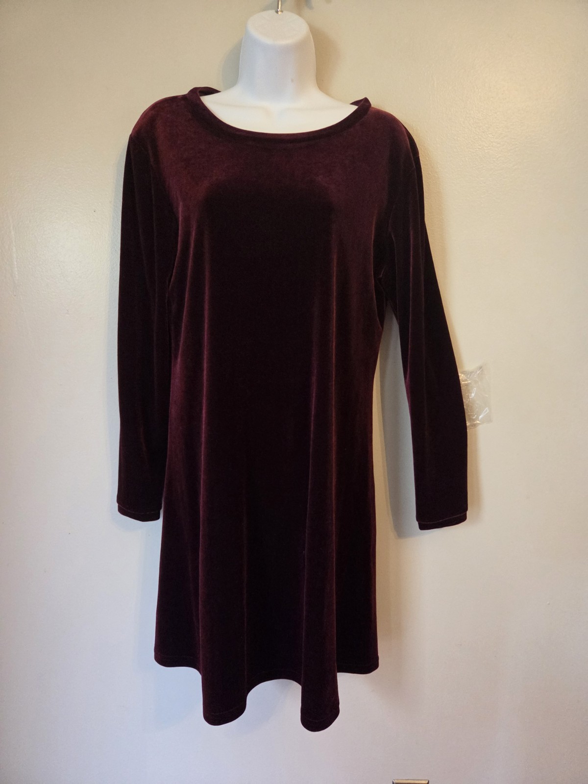 Vintage 90s K.C. Spencer Burgundy Velvet Dress Goth Size Womens 6
