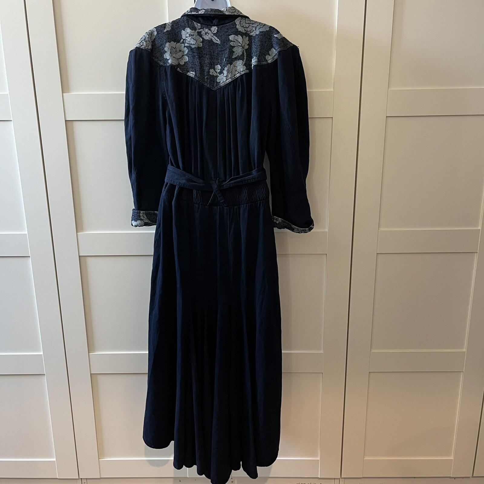 VTG Karen Alexander Maxi Western dress 12 Navy Fit Flare Rodeo Festival Cowgirl