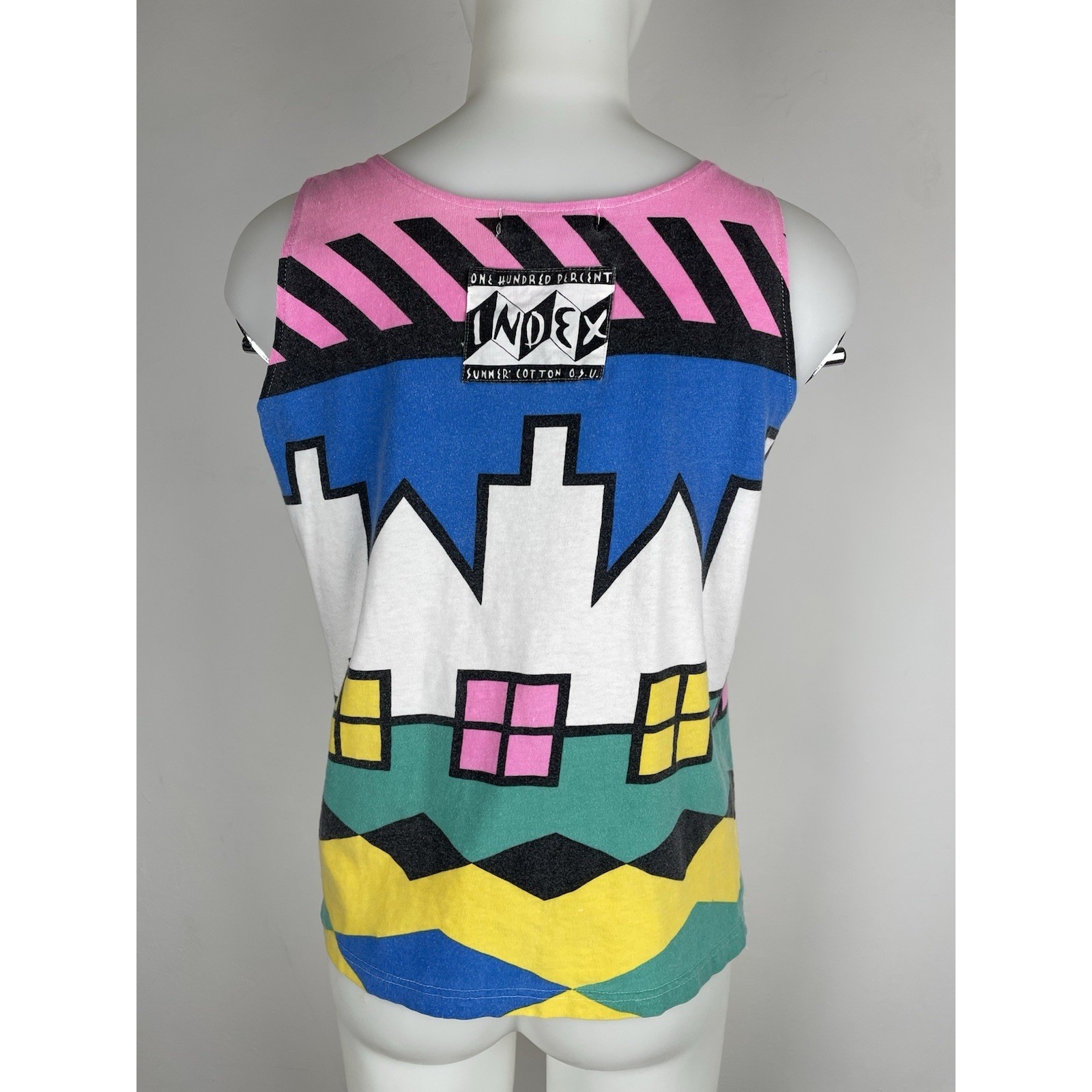 VTG 80s One Step Up City Scape Top SZ L (Faded See Flaws