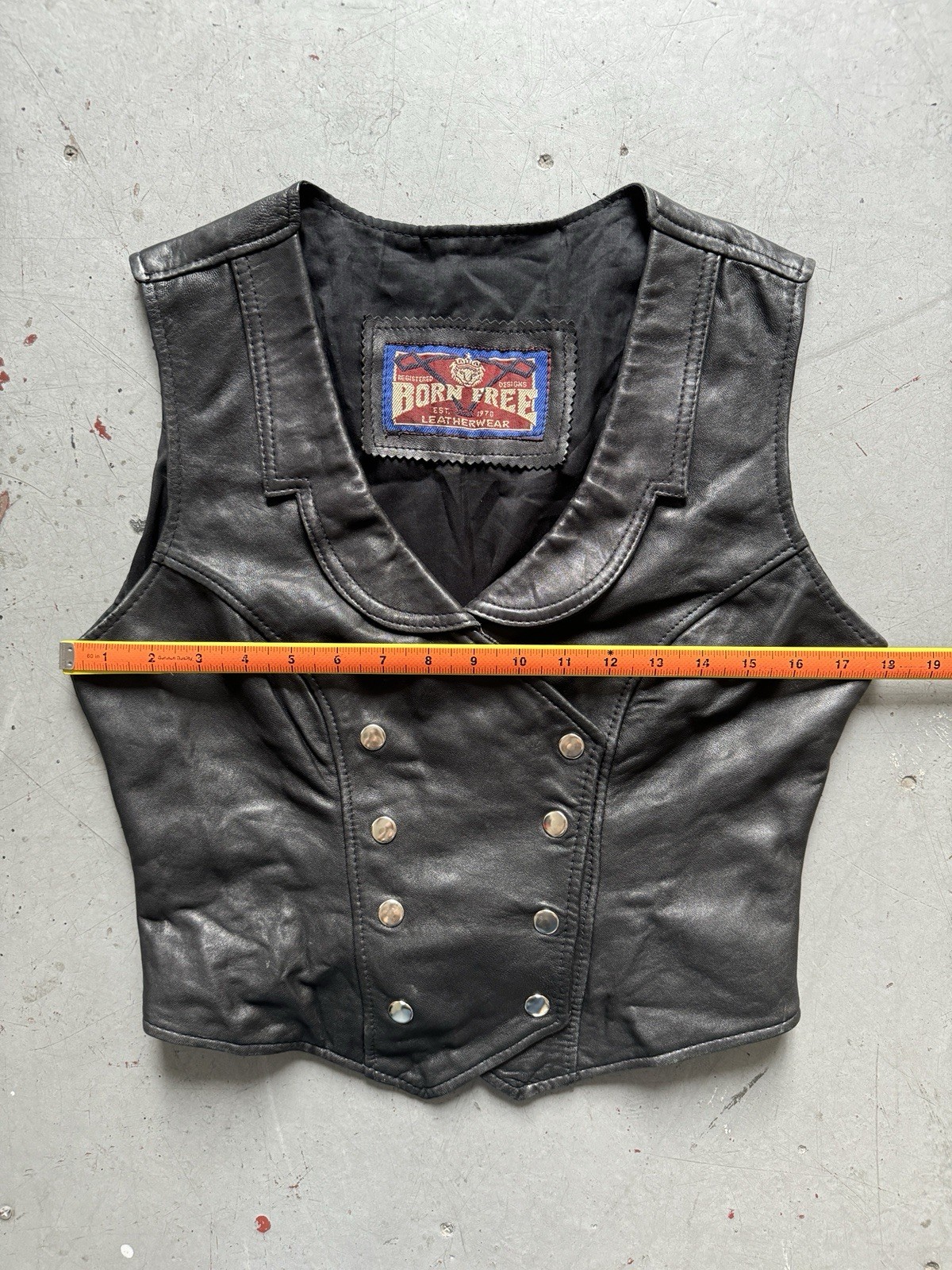 90s vintage double breasted black leather biker motorcycle chopper buckle vest