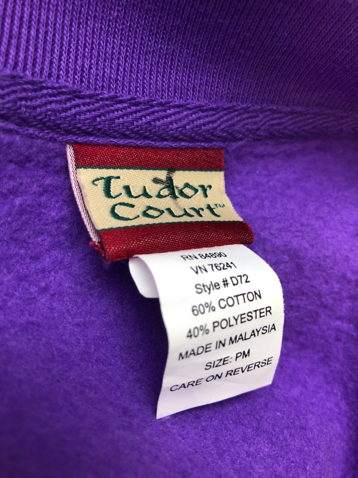 Vintage Tudor Court Button Up Sweatshirt Purple 80s Grandma Jacket Women’s PM