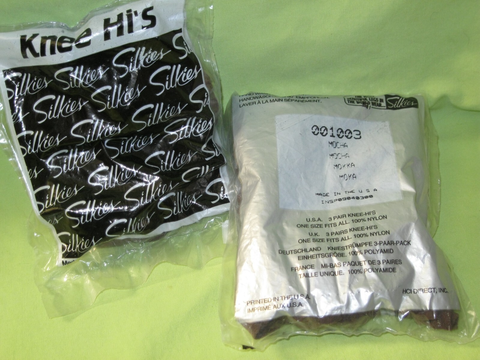 SILKIES Made from Nylon KNEE HI’S 6 Pairs (2 Packs of 3) MOCHA Brown 001003 NRFP