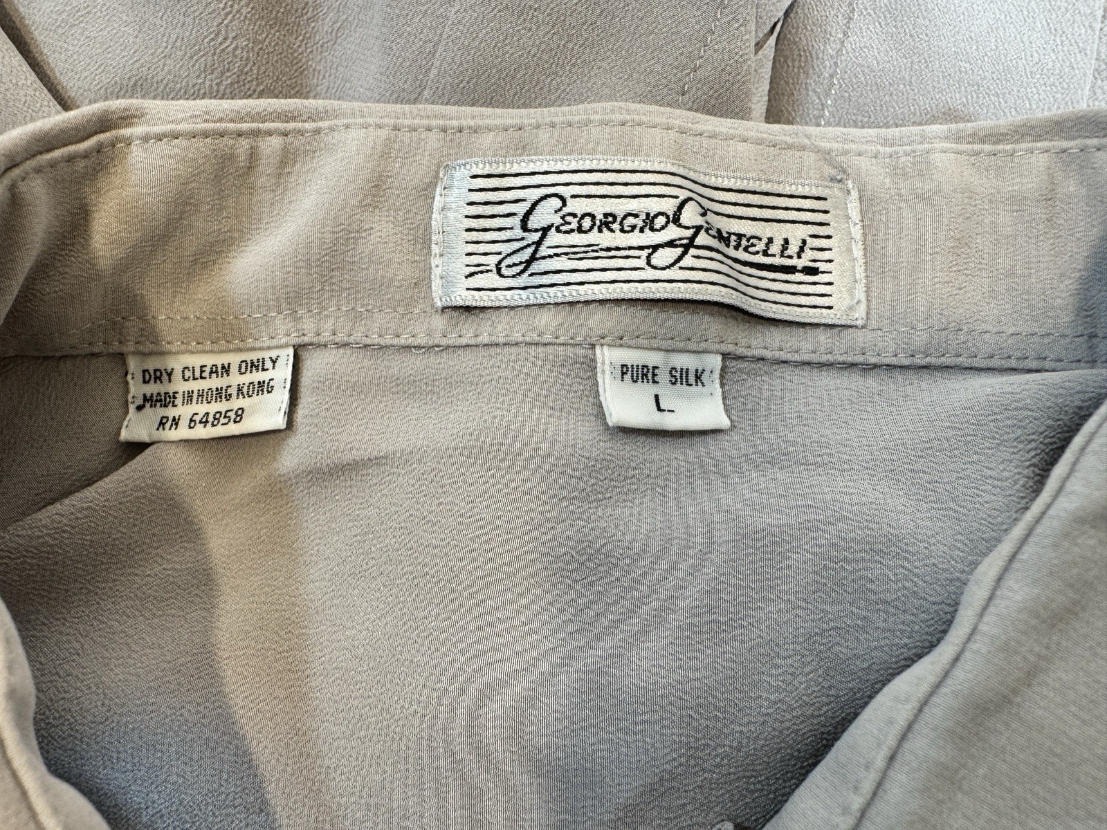 Georgio Gentelli L Silk Vintage Blouse Double Cuff links Pleated Button Front
