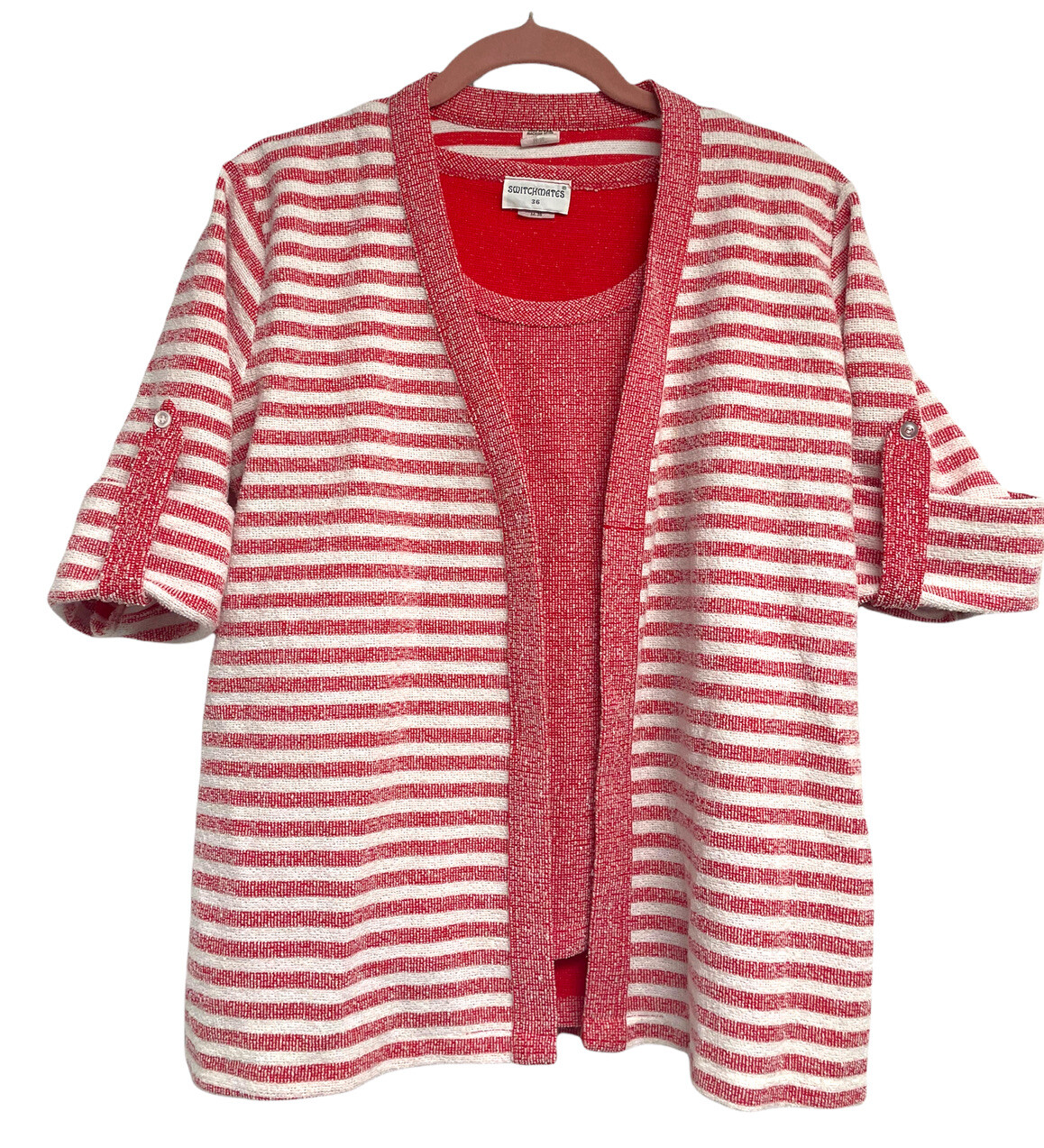 Vintage Switchmates Women’s Tank Cardigan Twin Set Polyester Terrycloth Sz M
