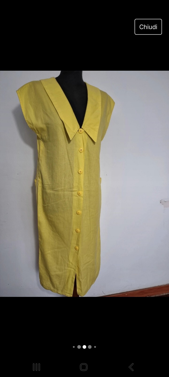 Vintage Womens Yellow Midi Dress L