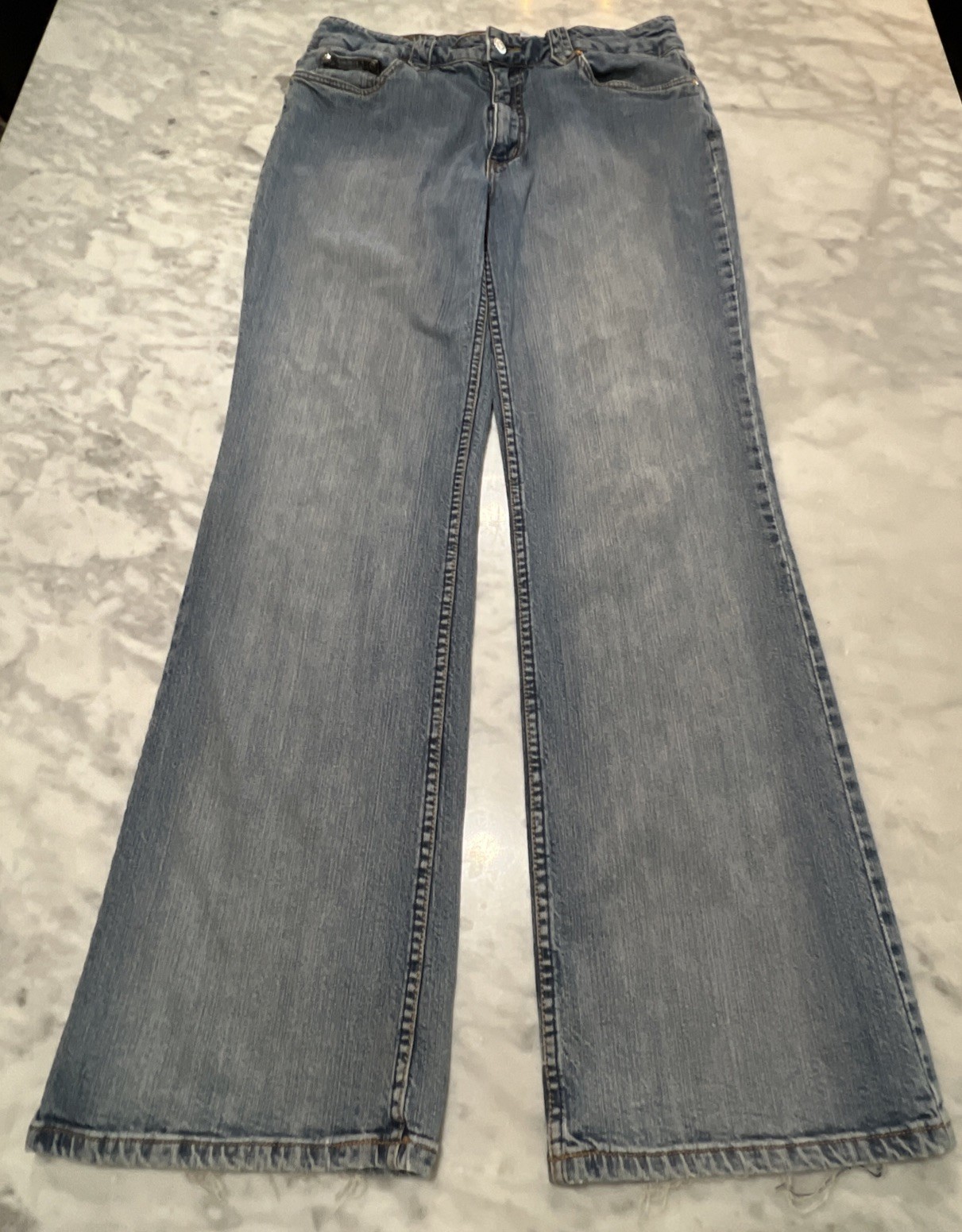 Vintage 90’s Lawman Western Jeans Women 13 Bell Bottom Embellished Faded Stretch