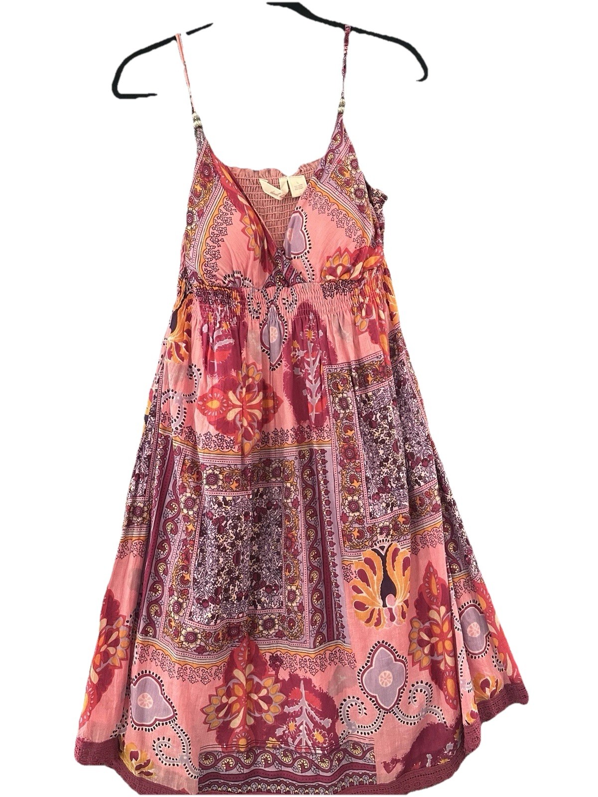 VTG 90-Y2K DEREK HEART Pink Paisley Boho Babydoll Whimsy Fairy Festival Women L
