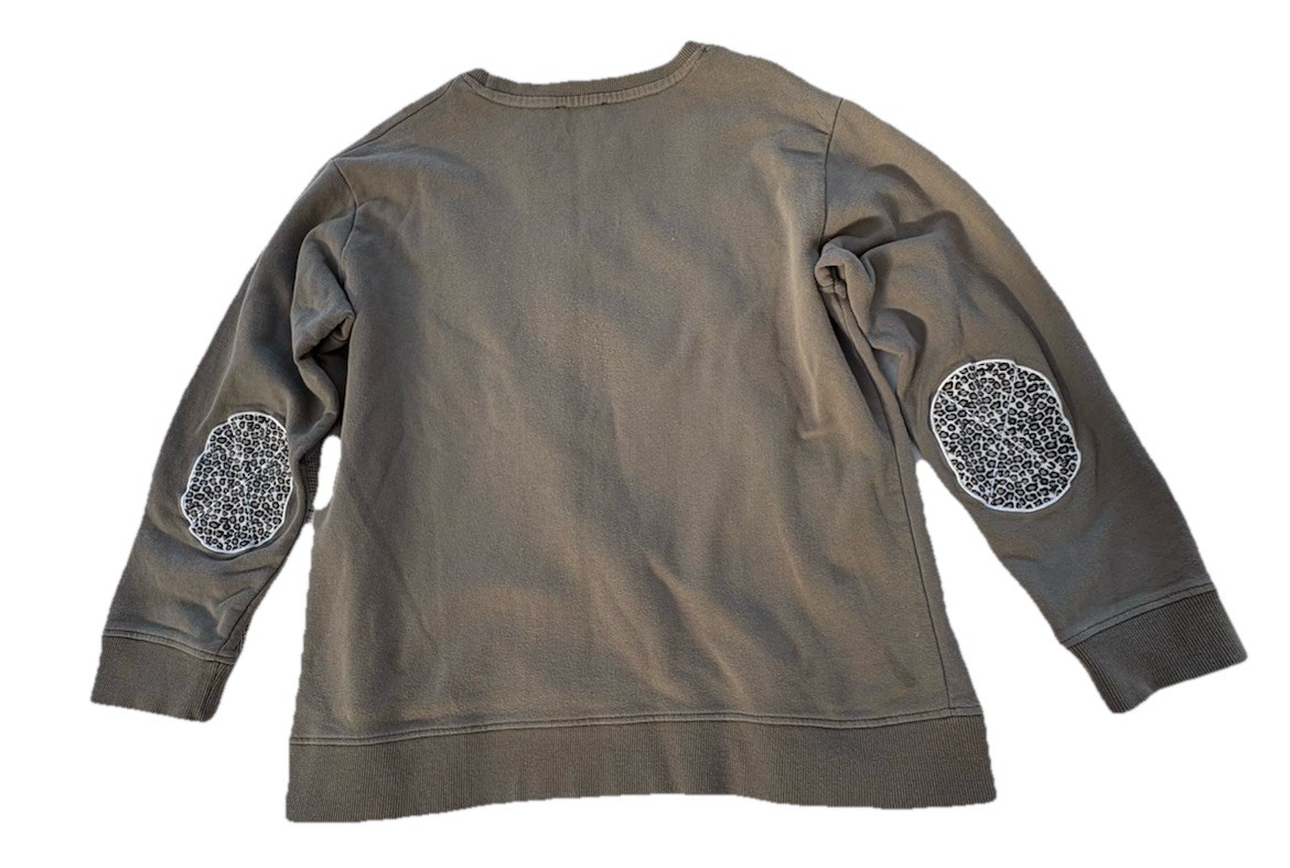 Ladies Sweater , MAGLIA, Vintage Size 18, 100% Cotton , Green/Star & Elbow Pads