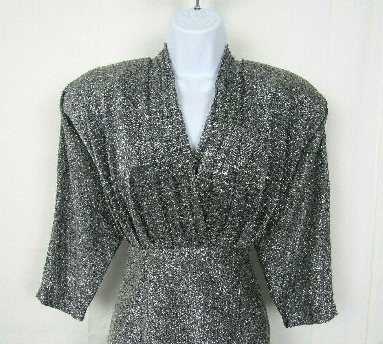 VTG NAFTA-LINE PARIS SILVER SPARKLING DRESS SIZE 38 FRANCE 8 / MED U.S. LINED