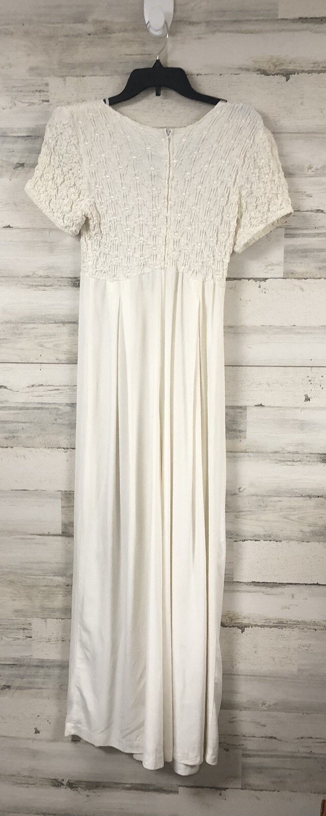 Jeffery & Dara White Jumpsuit 10 Textured Bodice Empire Waist Romantic Feminine