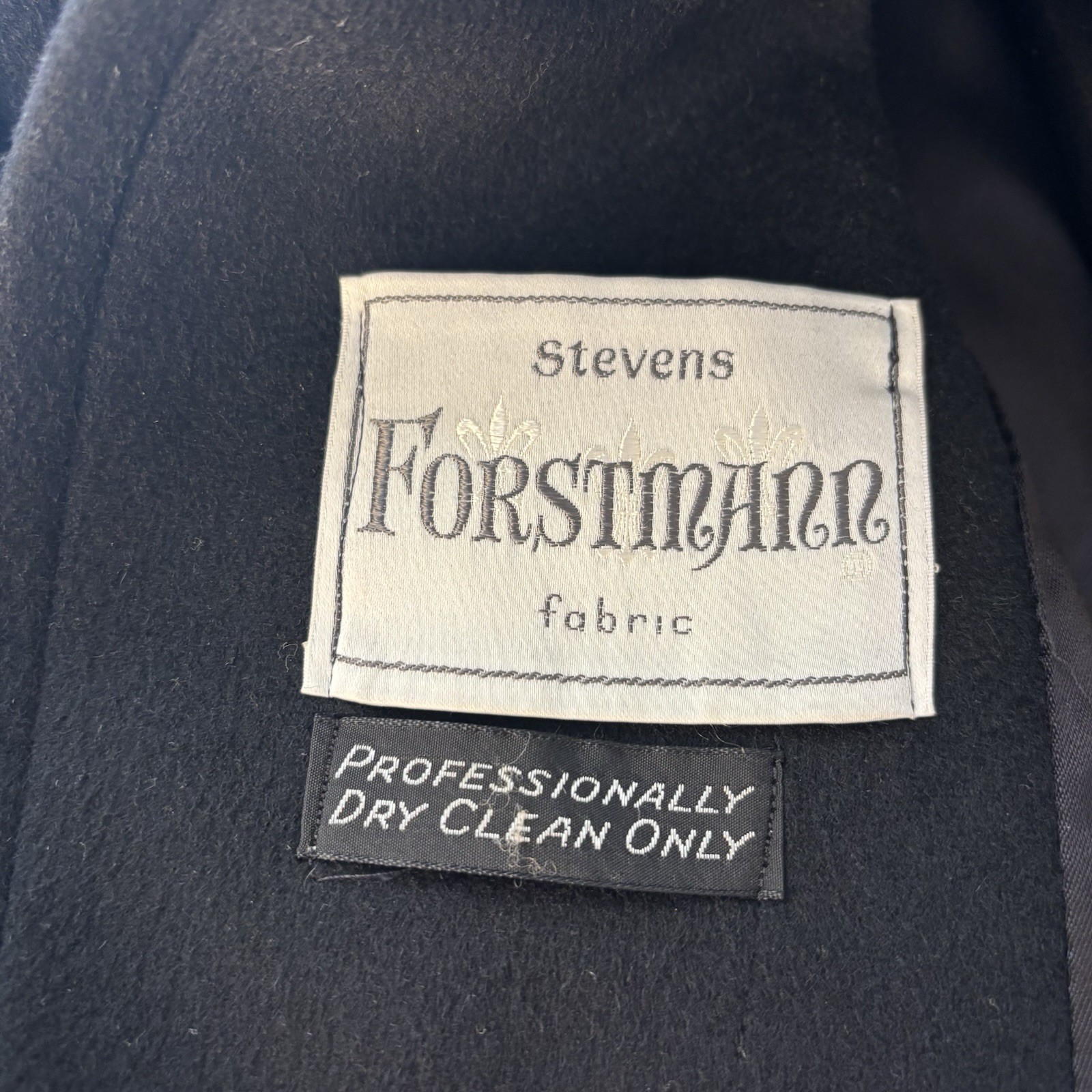 VTG 1960s Stevens Forstmann Black Wool Swing Coat Mod Jacki O Style Quiet Luxury