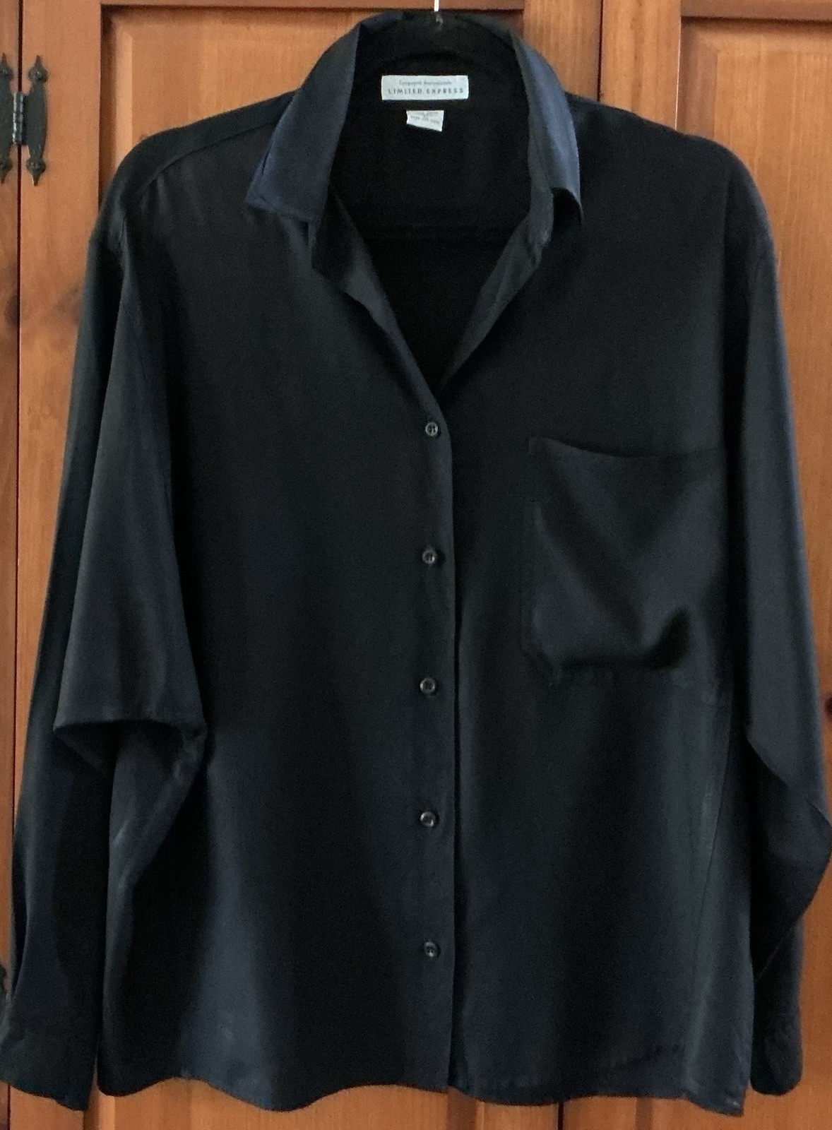 VTG,EXPRESS,Ladies SZLDOLMAN Long Sleeve,Button Down,Collard,black,pocket
