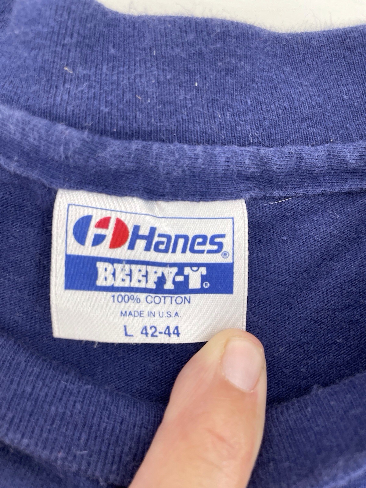 1990 Southern Silk Screen Hanes Beefy T Shirt Navy Blue Western Southwest Cowboy