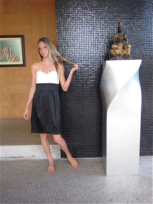 Retro GLAM 80s 90s AVANT GARDE ORIGAMI BOMBSHELL PIN UP PENCIL SKIRT DRESS XS/S