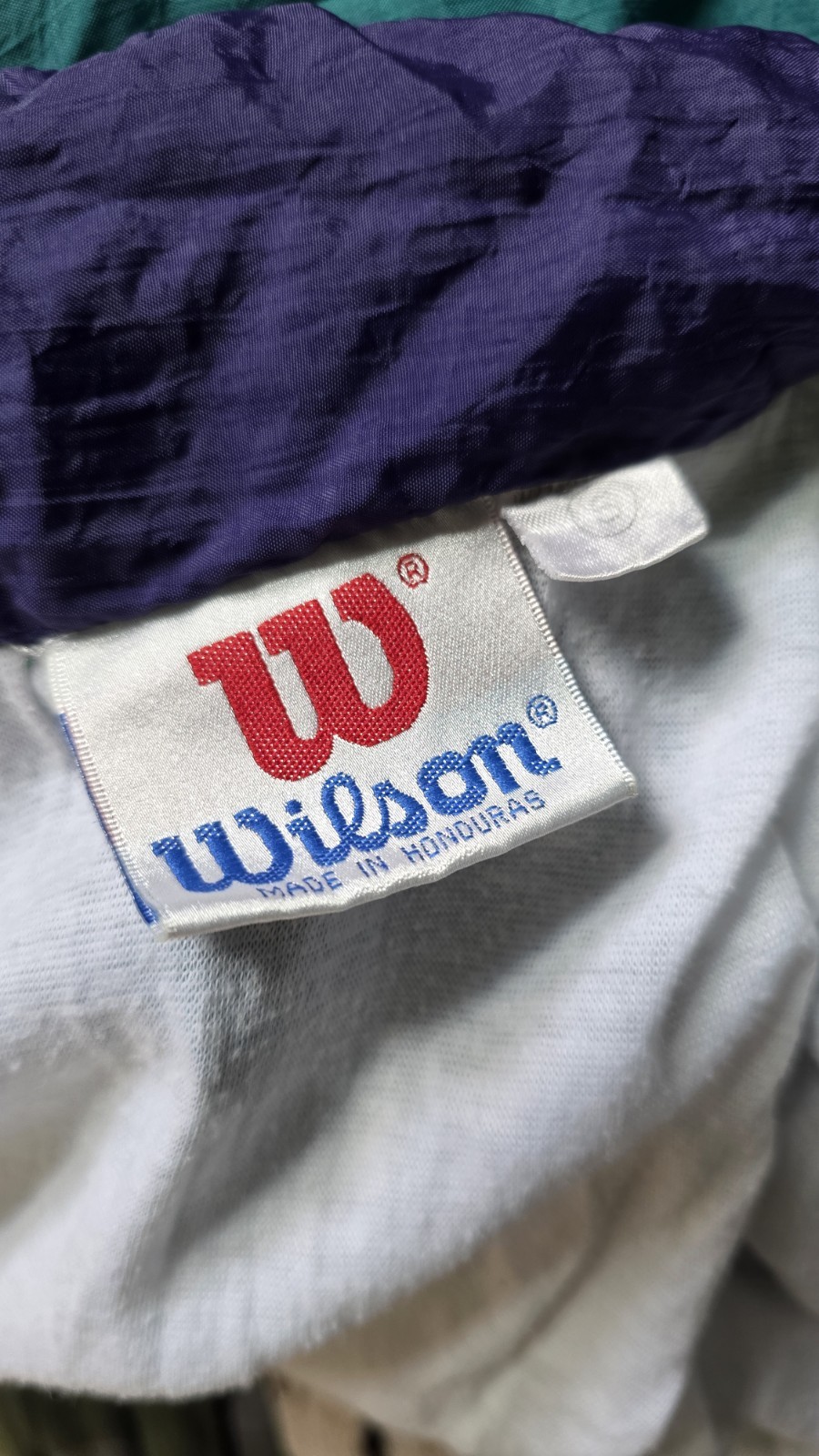 VTG Wilson 80’s Color Block Track Windbreaker Jacket SZ SM Purple Green White 🎾