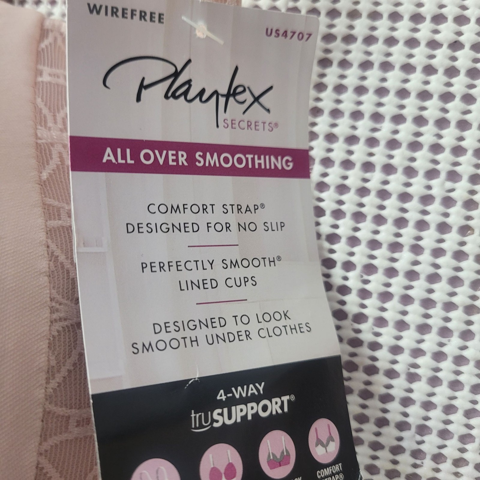 Playtex Full Coverage Bra 38D Lace Trim Comfort Wireless Smooth Finish Nude New