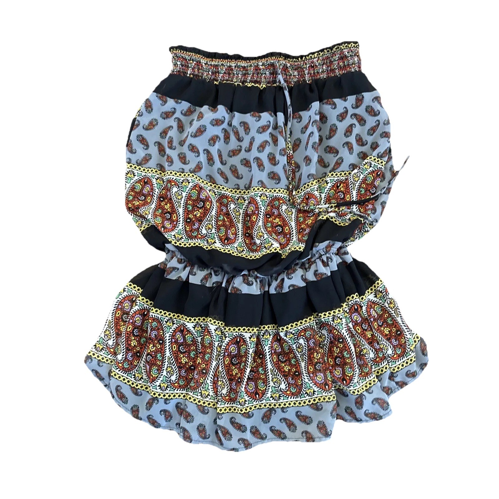 Vintage Jannette Strapless Cinched Waist Lined Paisley Blouse Large