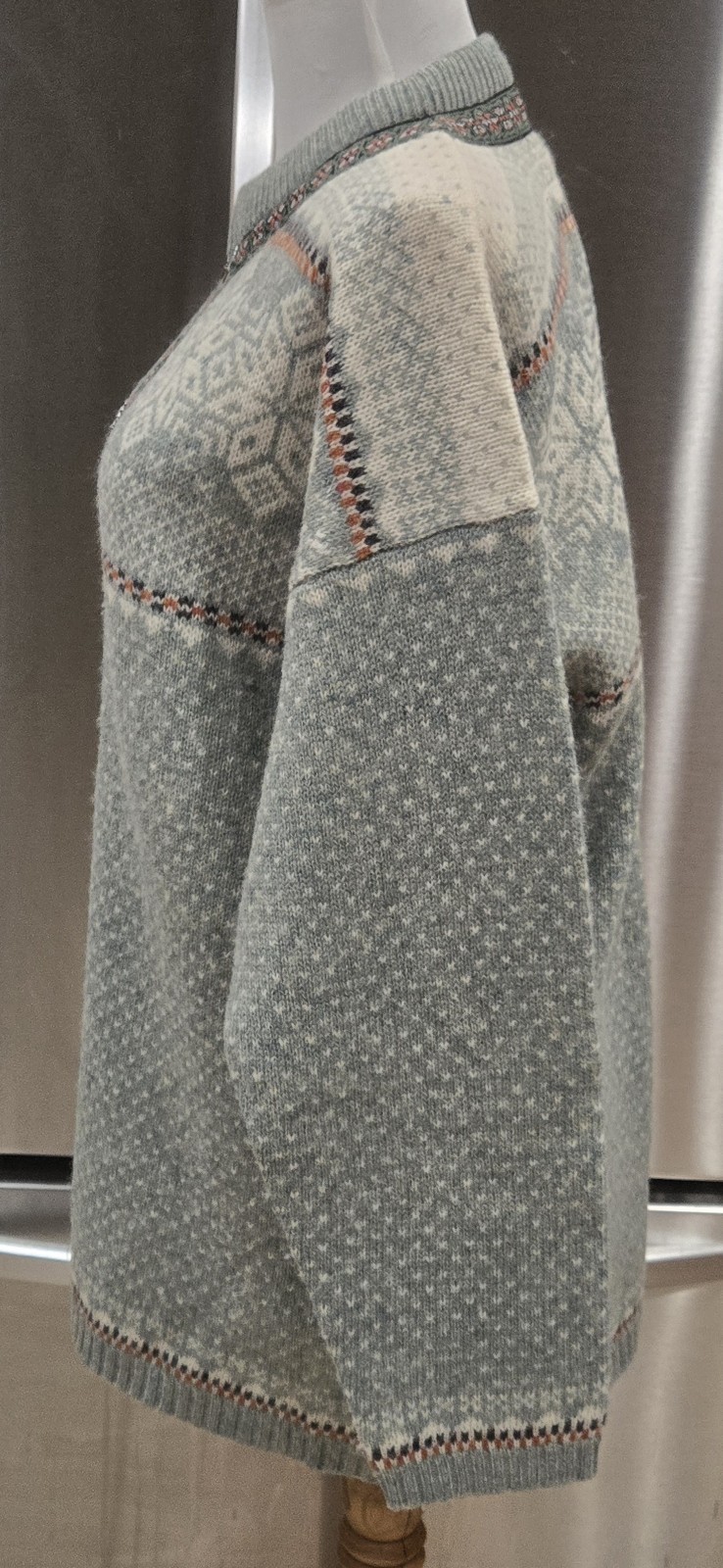 1980s SQUAW VALLEY Nordic Fair Isle Wool Cardigan Sweater Filigree Metal Clasps